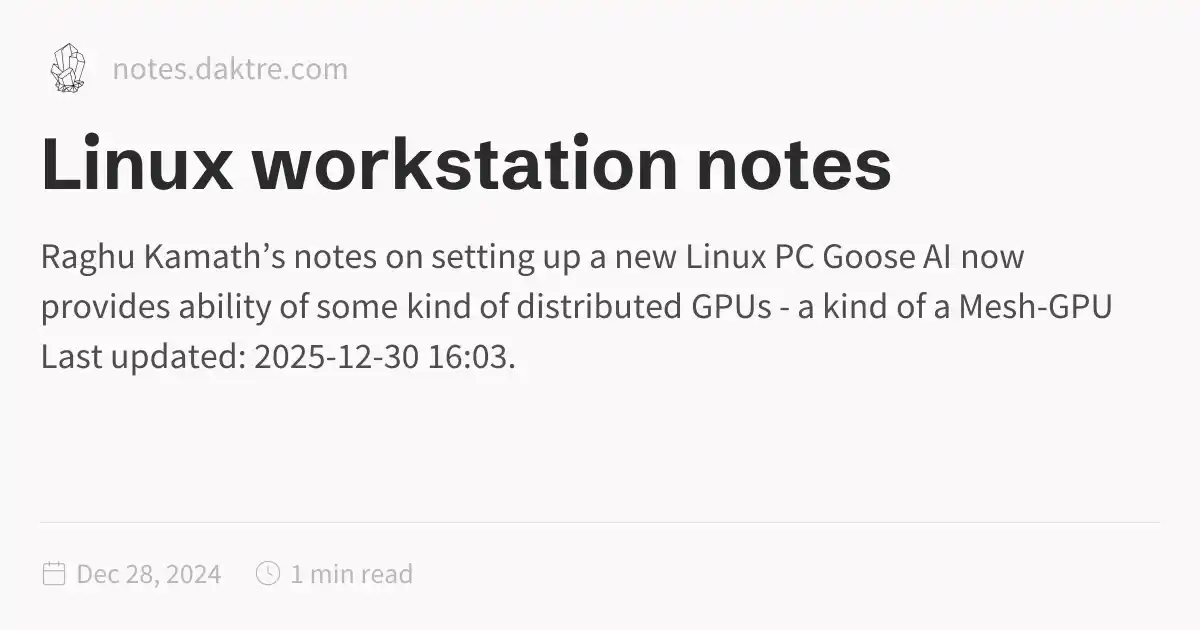 Linux workstation notes