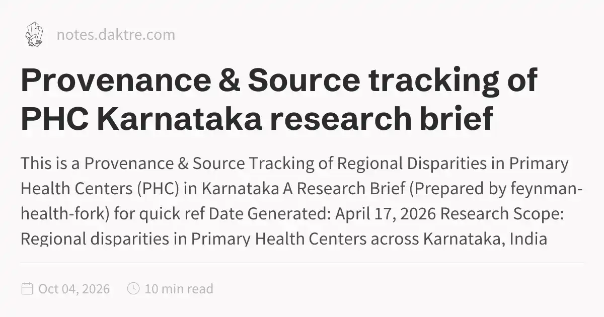 Provenance & Source tracking of PHC Karnataka research brief